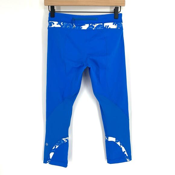 Lululemon Run Inspire Crop II Beaming Blue Laceoflage Polar Cream Size 6 - Picture 2 of 8